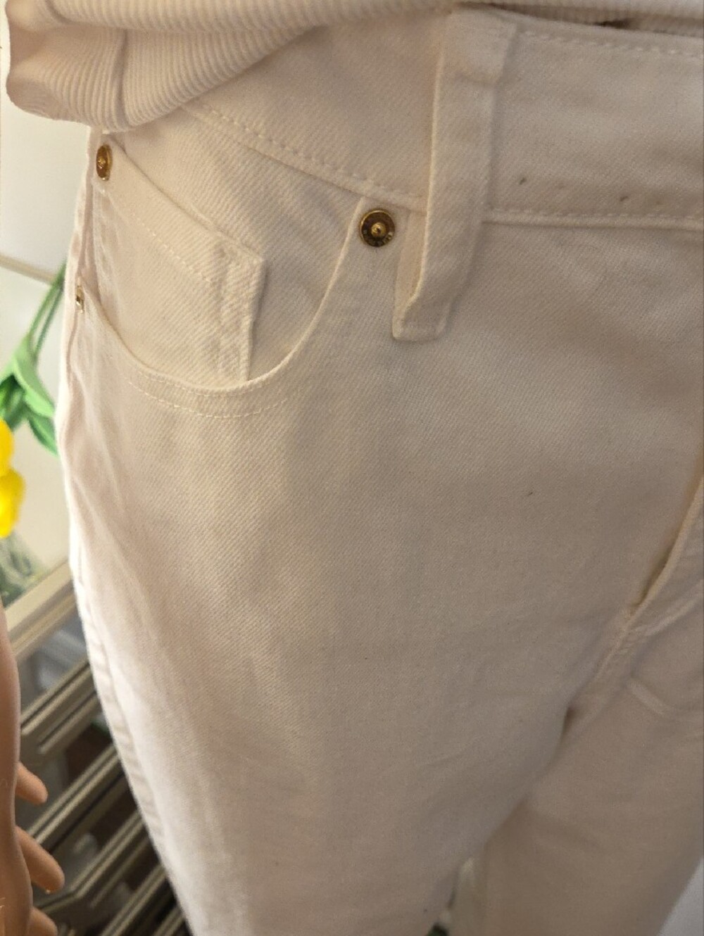 INC International Concepts Straight Leg High-Rise Jeans in White - Picture 3 of 6